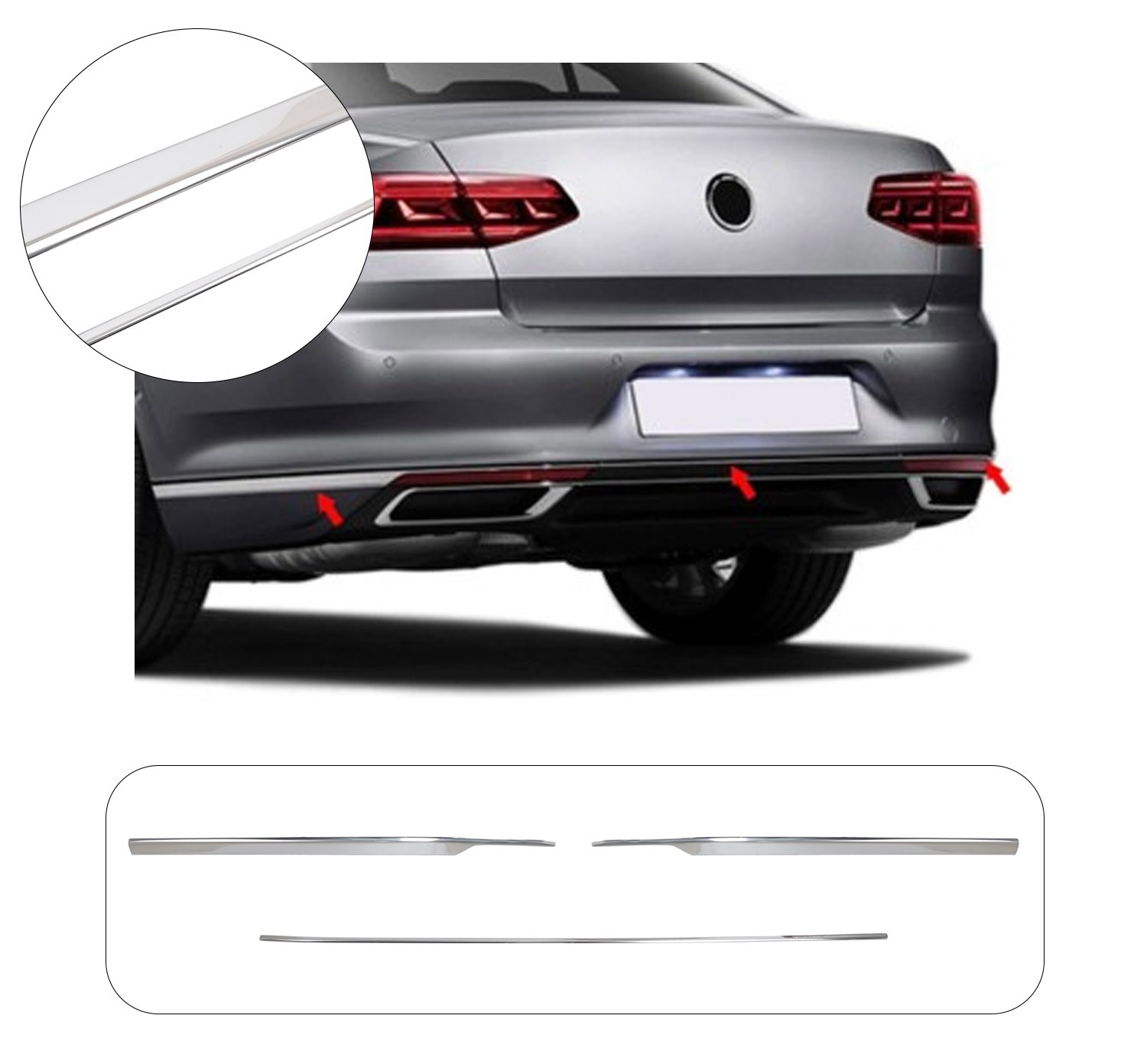 VW PASSAT B8-B8,5 ARKA TAMPON ÇITASI 3 PRÇ