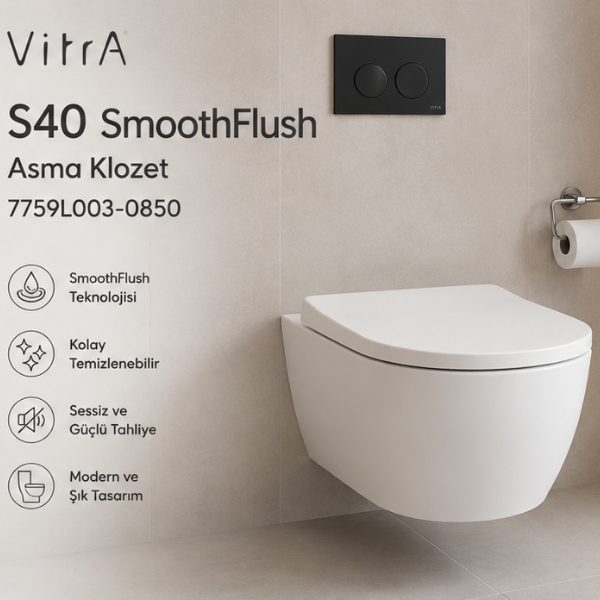 VitrA S40 SmoothFlush Asma Klozet 7759L003-0850