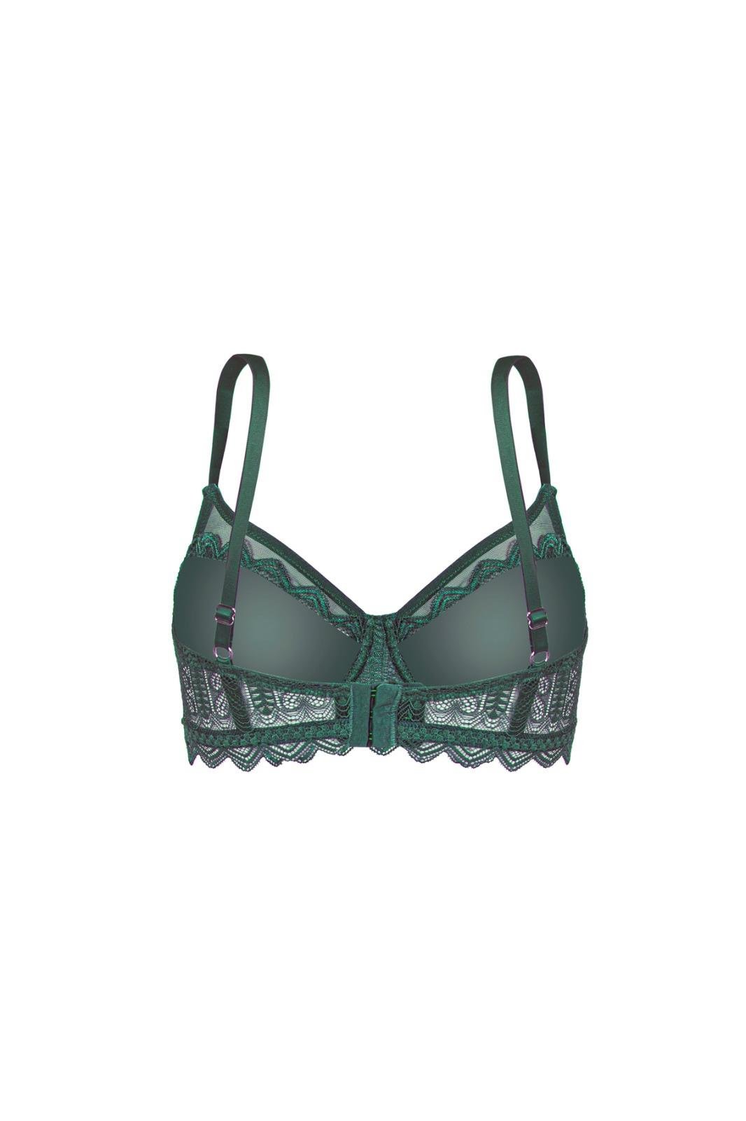 Dantelli Minimizer Sütyen - Yarı Sünger Destekli, Balenli - Fashion - 2483 - Yeşil