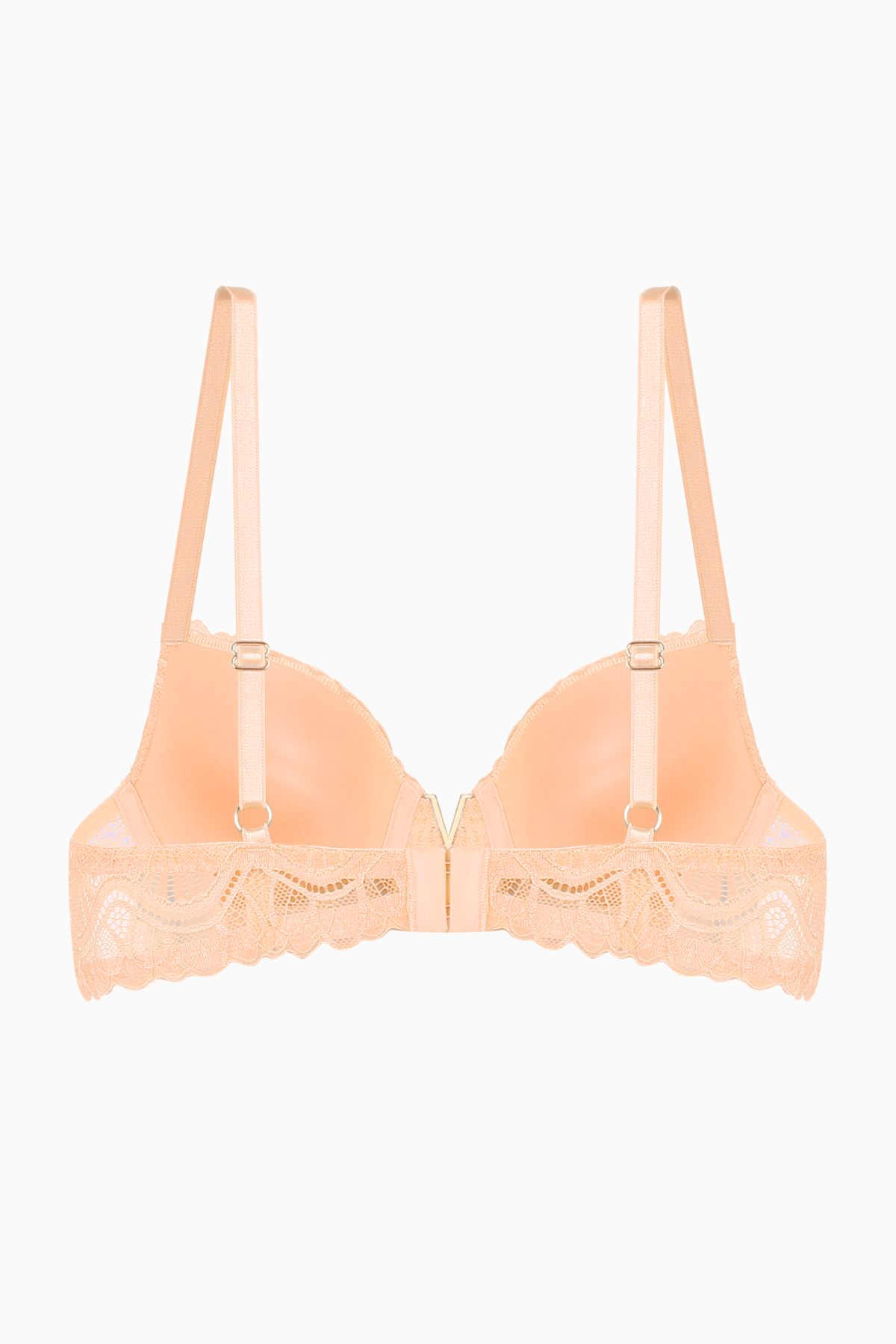Anna Gold Detaylı Dantelli Sütyen - Push Up - 2568 - Kavuniçi