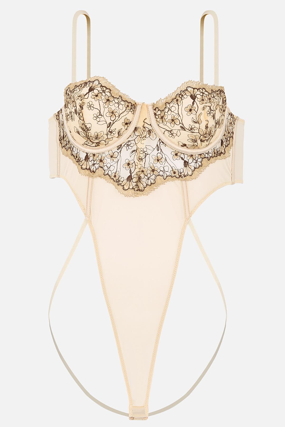 Brodeli Bodysuite - Kapsız - Fashion - 2715 - Ten