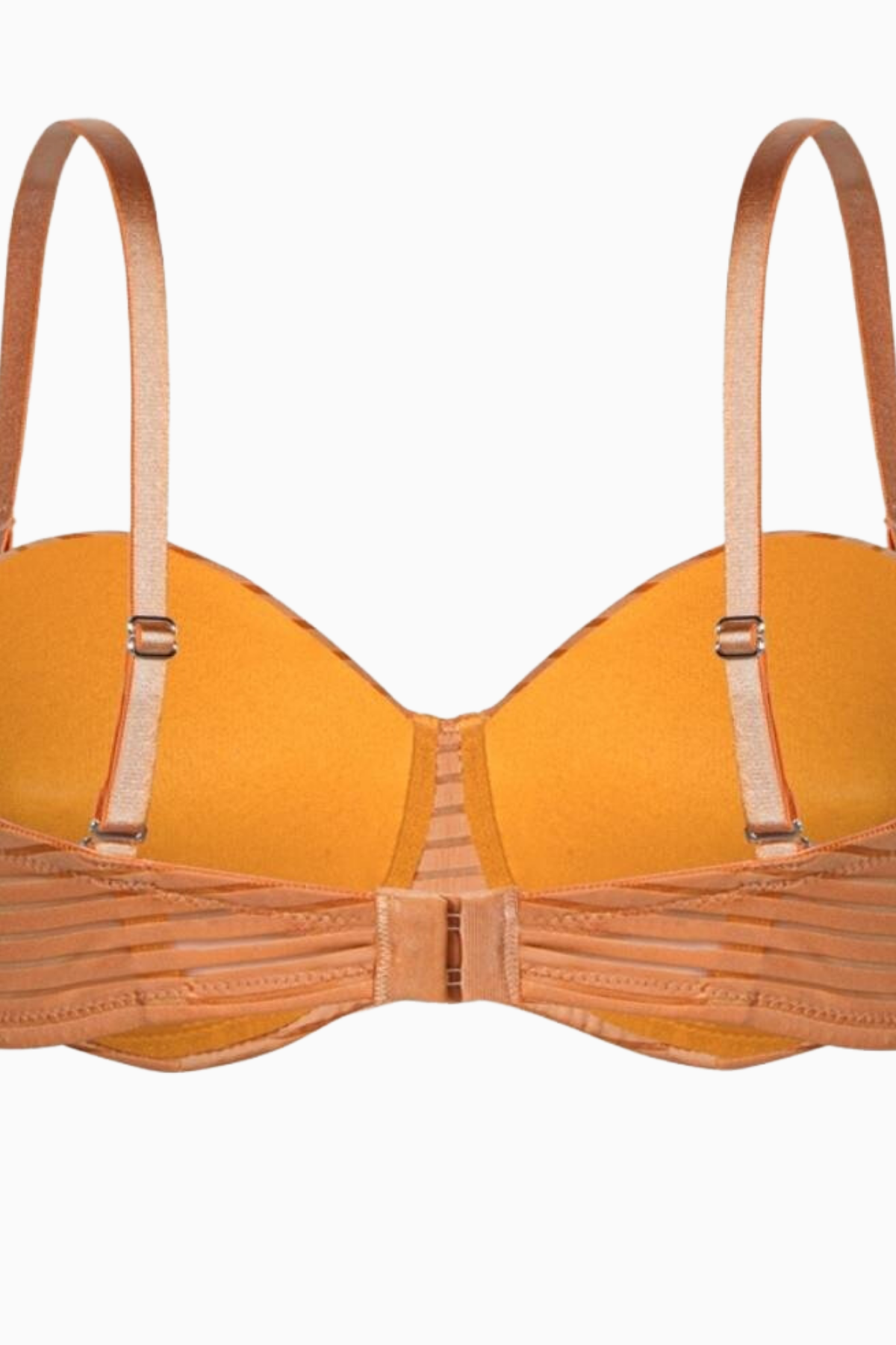 Çizgili Kumaş Straplez Sütyen - Push Up, Dolgulu - 2512 - Hardal