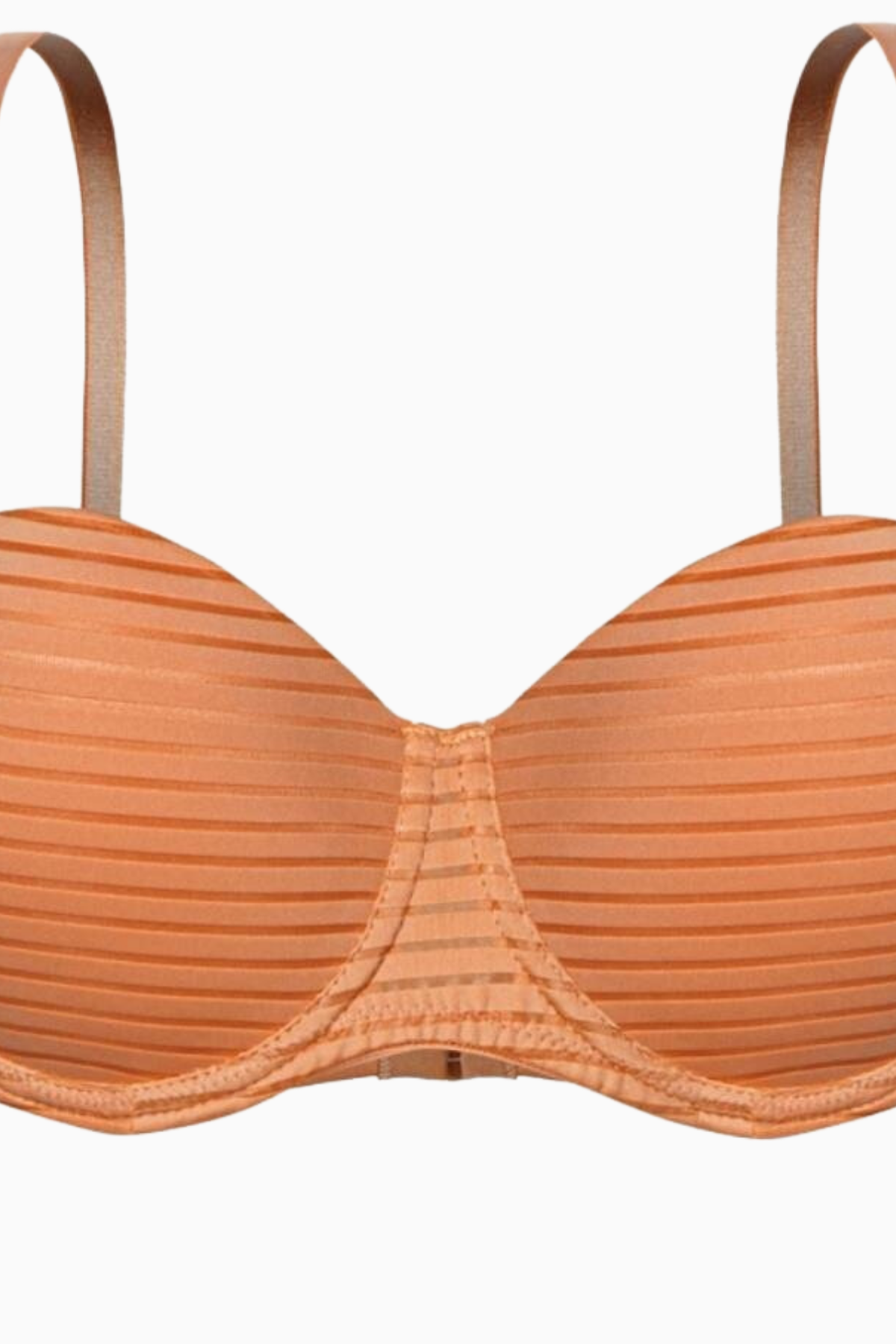 Çizgili Kumaş Straplez Sütyen - Push Up, Dolgulu - 2512 - Hardal