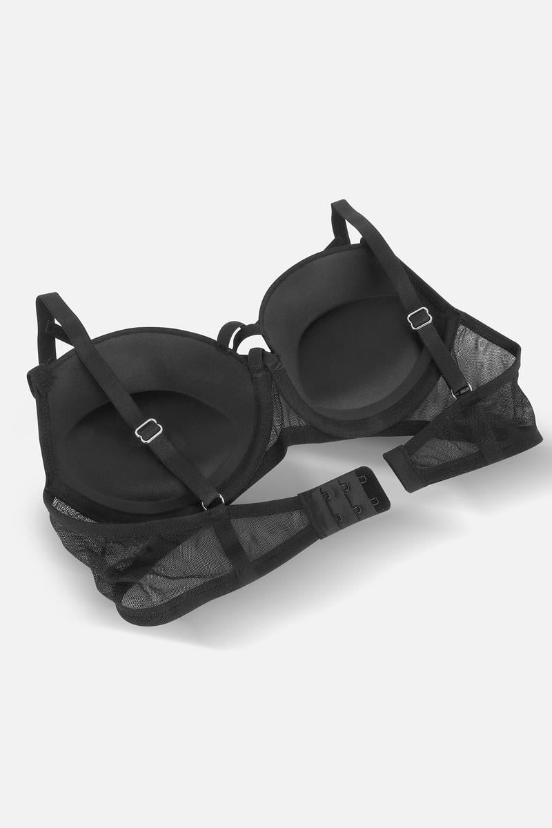Desire Tül Detaylı Sütyen Külot Takım - Push Up Dolgulu, Balenli - 2489 - Siyah