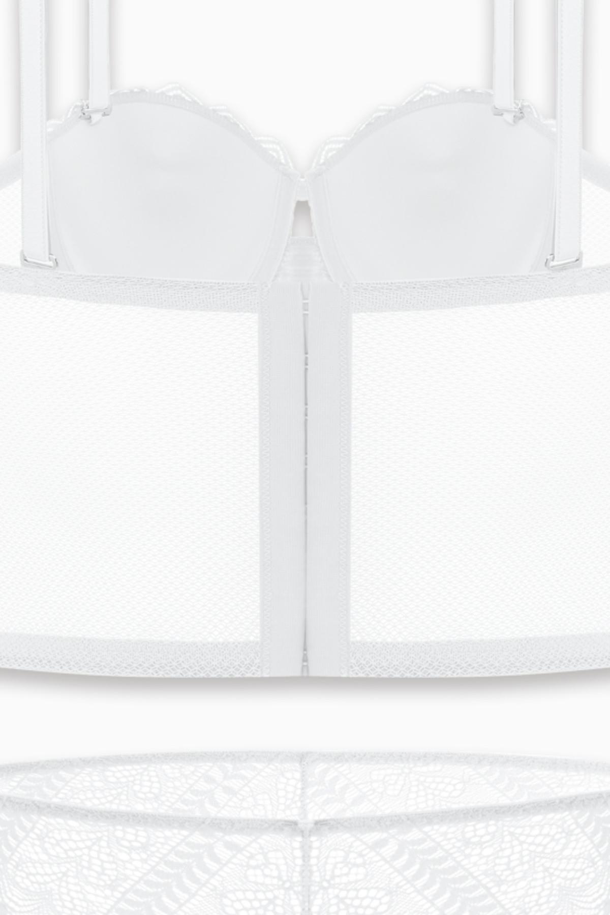 Rosali Dantelli Büstiyer Sütyen Külot Takım - Soft Push Up, Dolgulu - Fashion - 2501 - Ekru