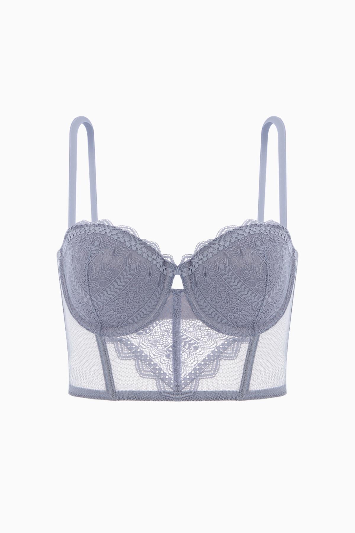 Fashion 2501 Rosali Gri Soft Push Up Dolgulu Dantelli Büstiyer Sütyen