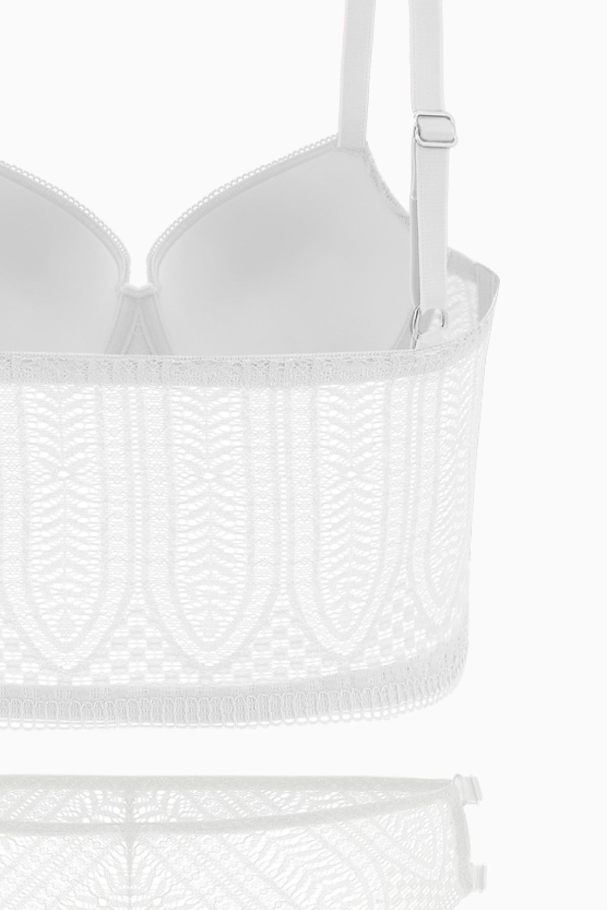 Viola Dantelli Büstiyer Sütyen Külot Takım - Dolgusuz - Fashion - 2508 - Ekru
