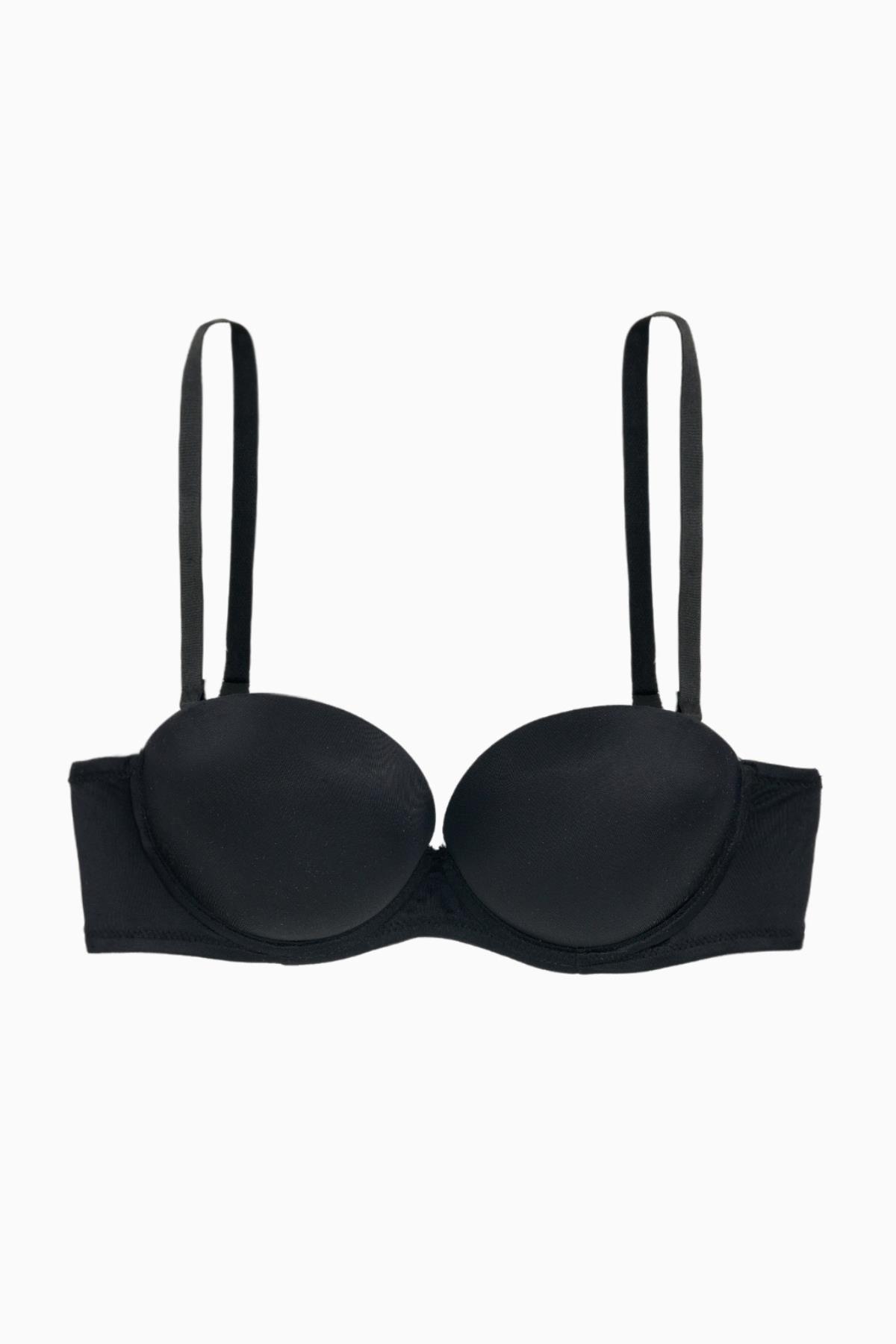 Olympos Straplez Mikro Sütyen - Double Push Up, Ekstra Dolgulu - Basic - 2536 - Siyah