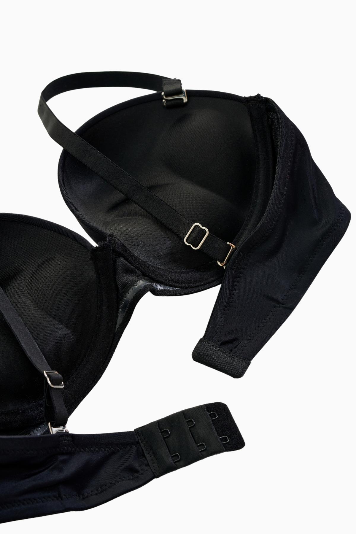 Olympos Straplez Mikro Sütyen - Double Push Up, Ekstra Dolgulu - Basic - 2536 - Siyah