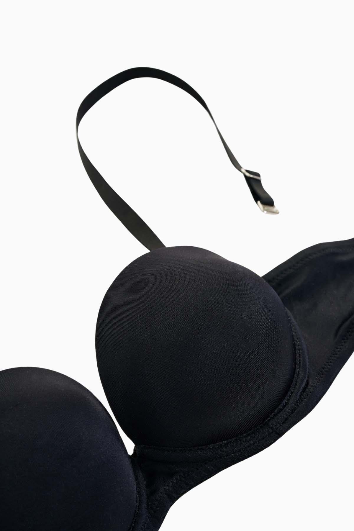 Olympos Straplez Mikro Sütyen - Double Push Up, Ekstra Dolgulu - Basic - 2536 - Siyah
