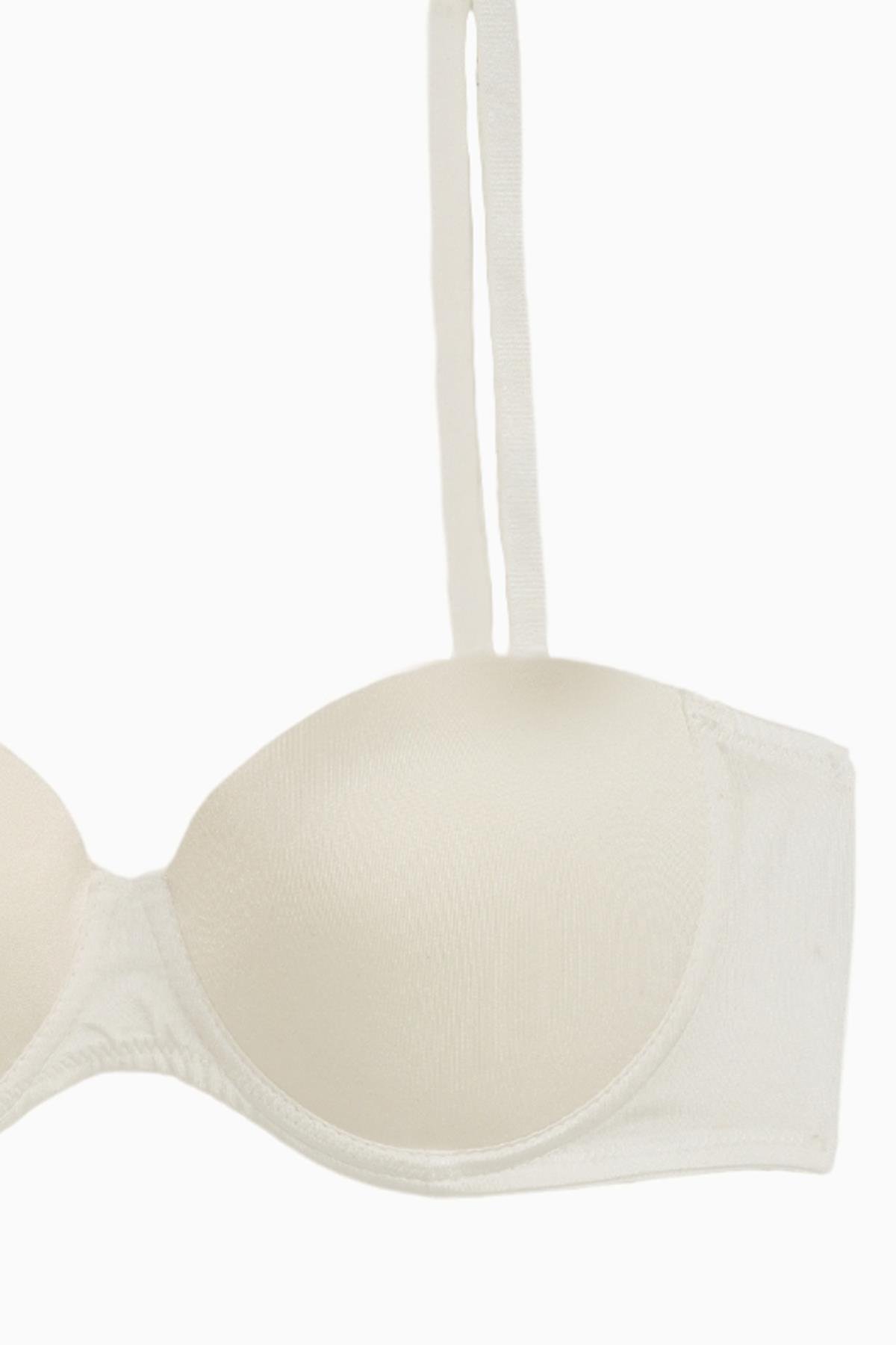 Rosali Tak-Çıkar Askılı Straplez Mikro Sütyen - Push Up, Dolgulu  - Basic - 2539 - Ekru