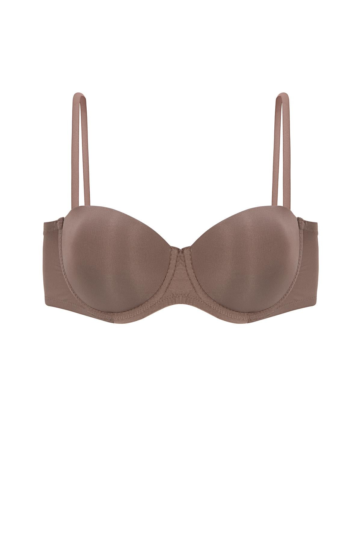 Rosali Tak-Çıkar Askılı Straplez Mikro Sütyen - Push Up, Dolgulu  - Basic - 2539 - Bronz K