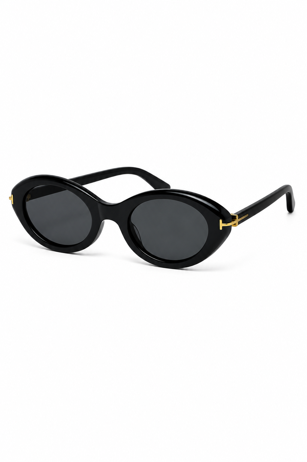 Unisex Siyah Oval Güneş Gözlüğü – Retro Vintage Gold Detaylı Kalın Çerçeve