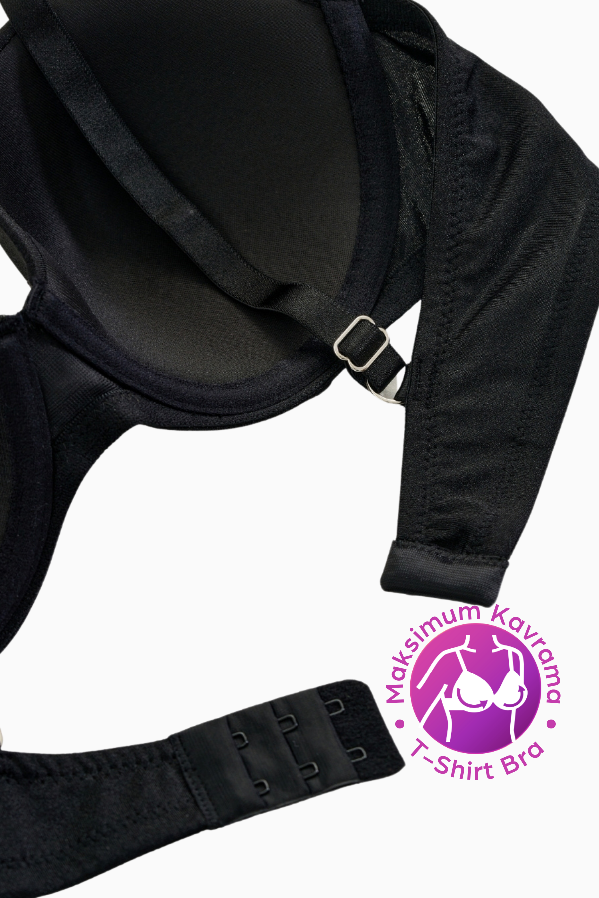 Wonna Eva - T shirt Bra Dolgusuz Maksimum Kavrama ve Kusursuz Form - Sabit Kalın Askı - Siyah - 2531