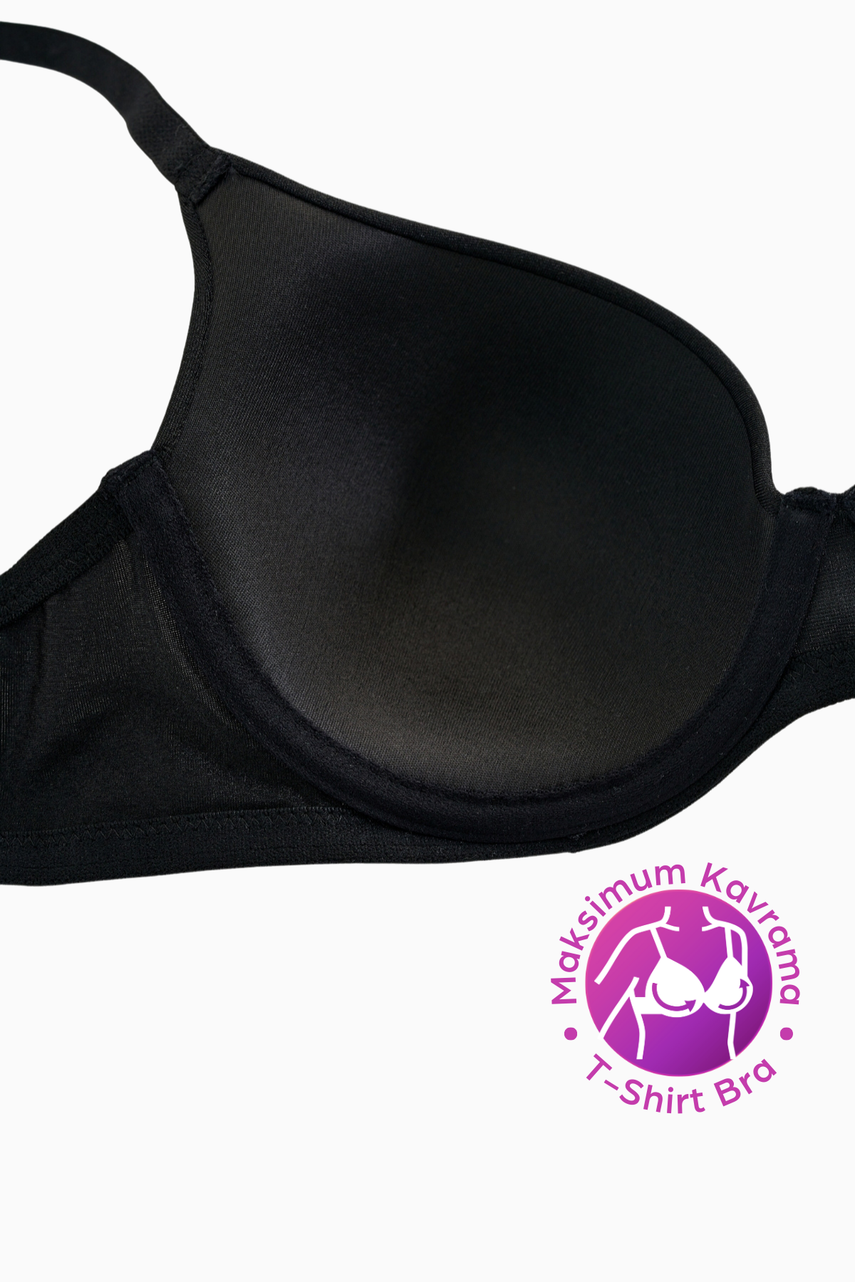 Wonna Eva - T shirt Bra Dolgusuz Maksimum Kavrama ve Kusursuz Form - Sabit Kalın Askı - Siyah - 2531