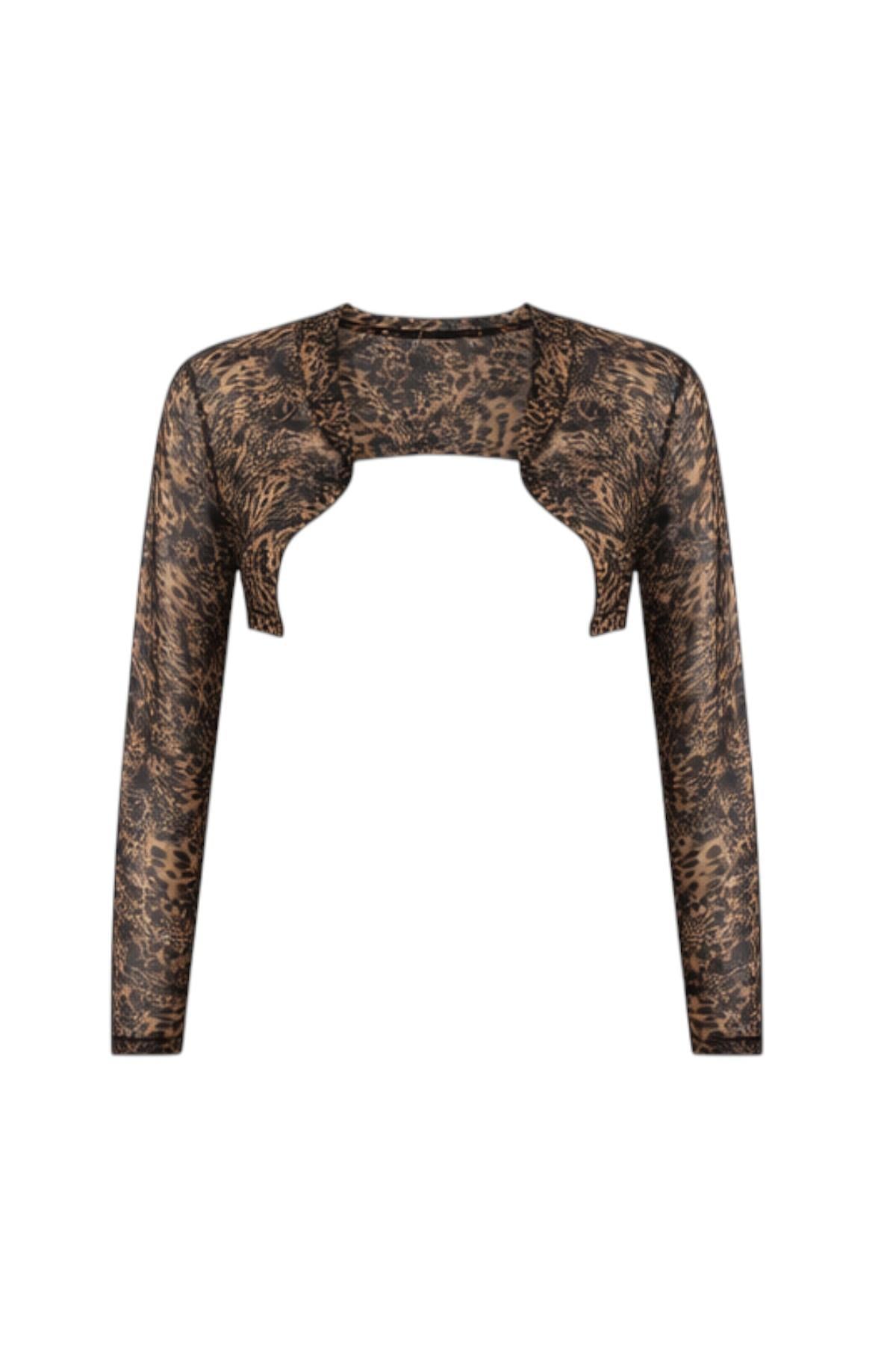 Wonna Leopar Desenli Tül Bolero -S