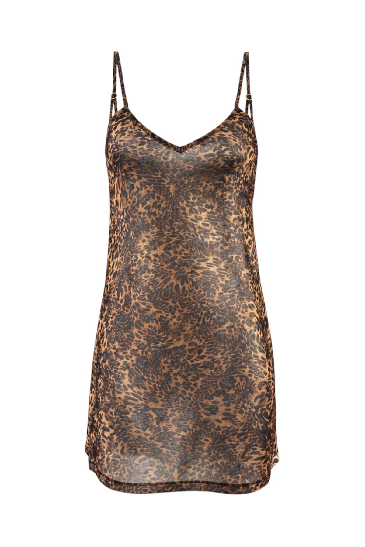 Wonna Leopar Desenli Tül Gecelik -2751-S