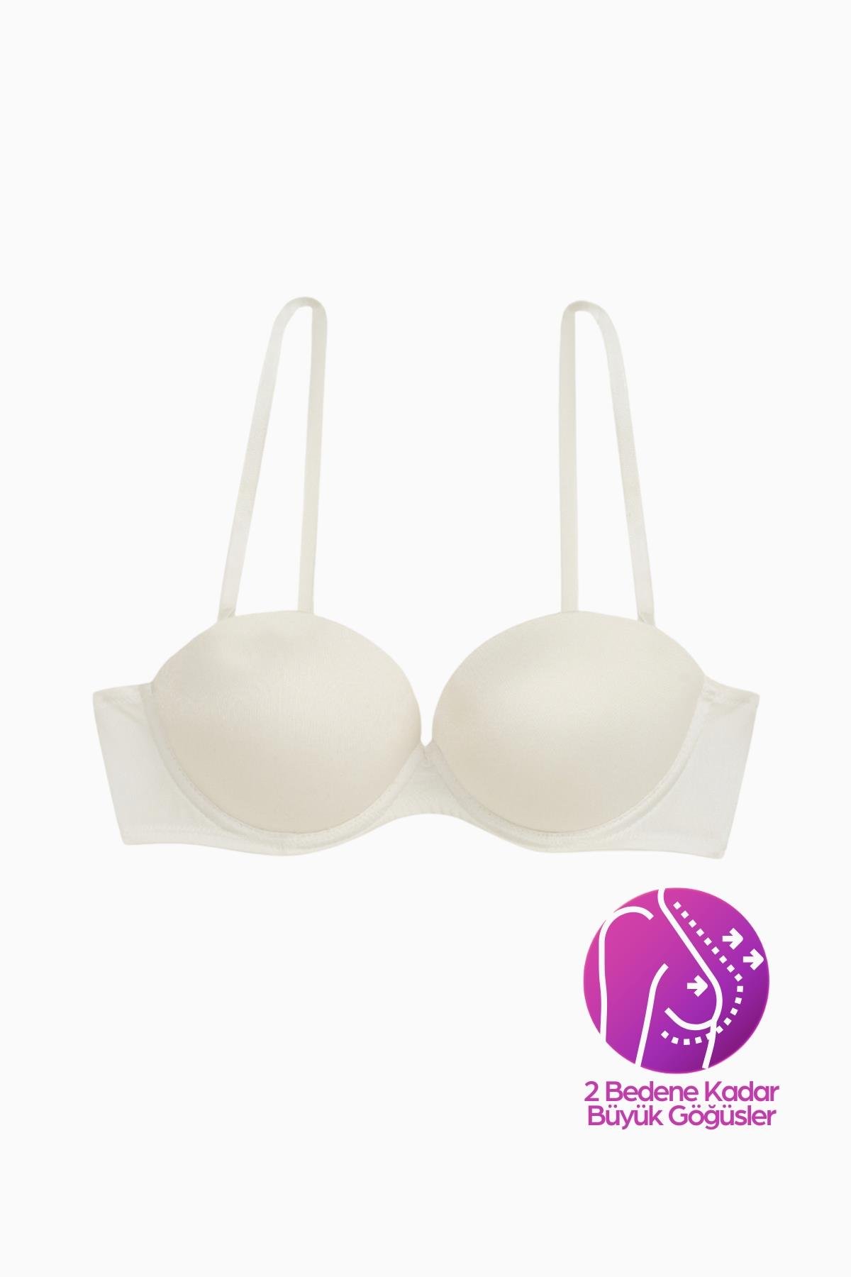 Wonna Olympos Ekstra Dolgulu Double Push Up Straplez - Ekru - Mikro Sütyen - 2537