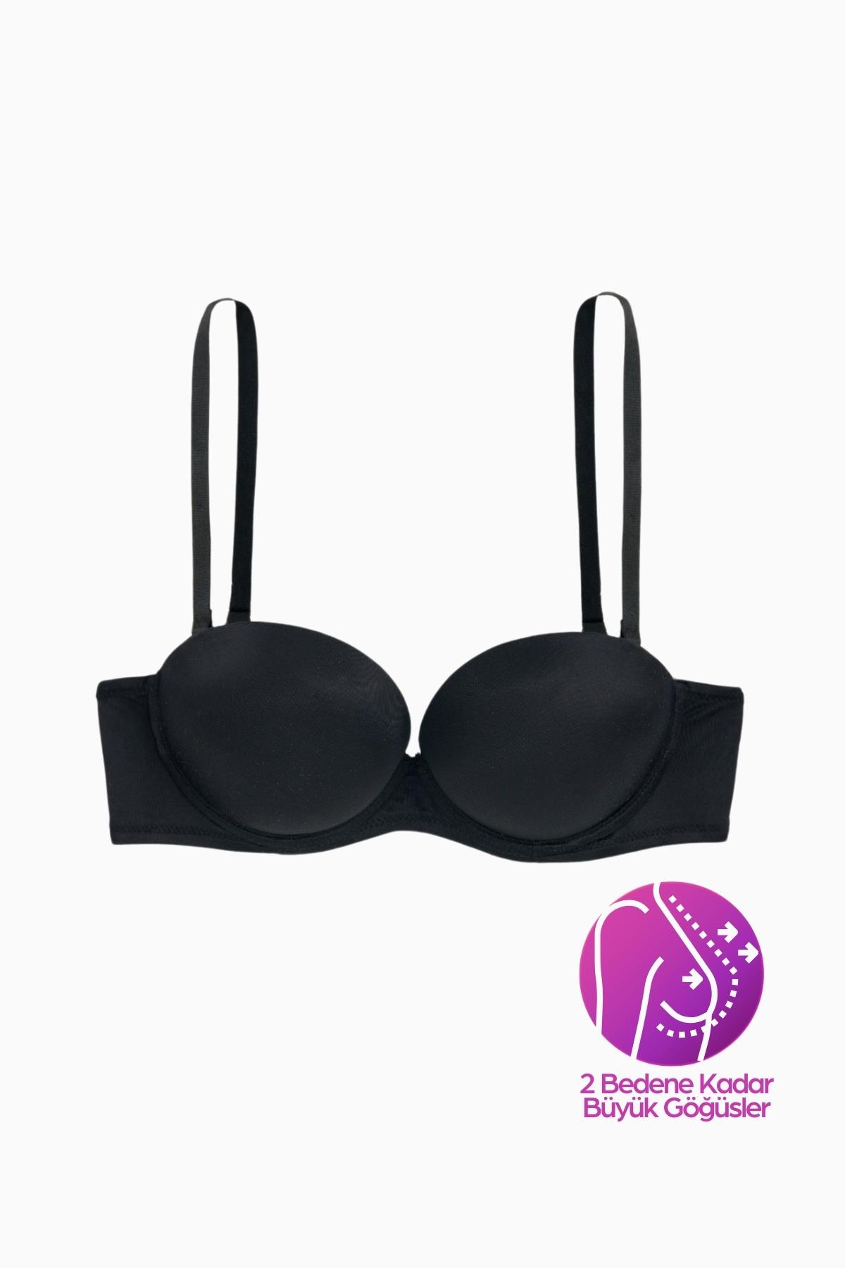 Wonna Olympos Ekstra Dolgulu Double Push Up Straplez - Siyah - Mikro Sütyen - 2537