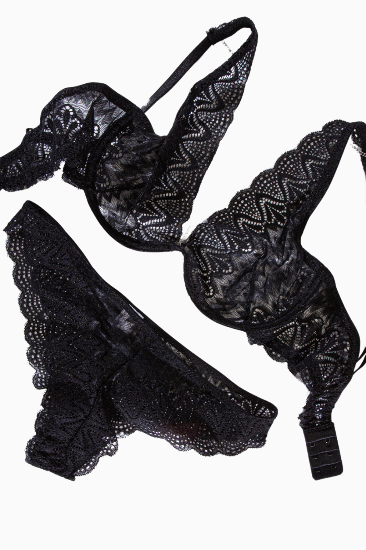 Zincir Detaylı Dantelli İç Çamaşır Takım - Kapsız - Fashion - 4015 - Siyah
