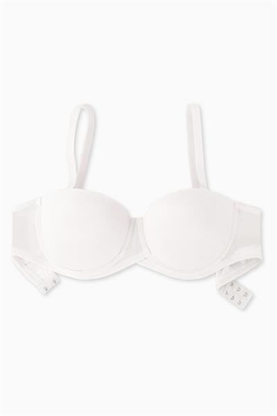 Rosali Premium Basic 2226 Ekru Soft Push Up / Yarı Dolgulu Mesh Kumaş Straplez Sütyen