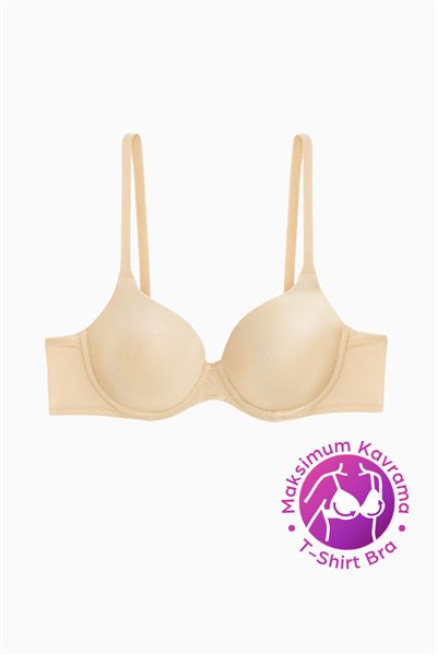 Wonna Eva - T shirt Bra Dolgusuz Maksimum Kavrama ve Kusursuz Form - Sabit Kalın Askı - Ten Rengi - 2531