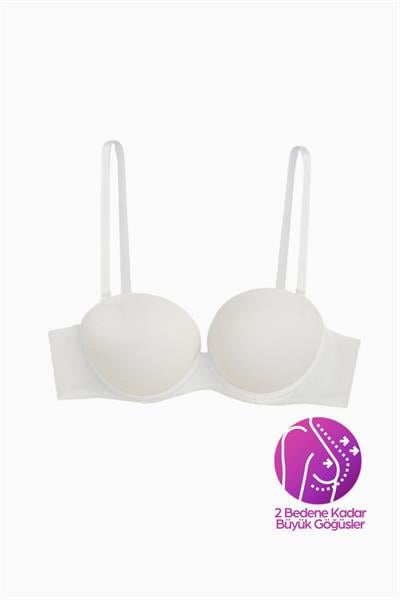 Wonna Olympos Ekstra Dolgulu Double Push Up Straplez - Beyaz - Mikro Sütyen - 2537