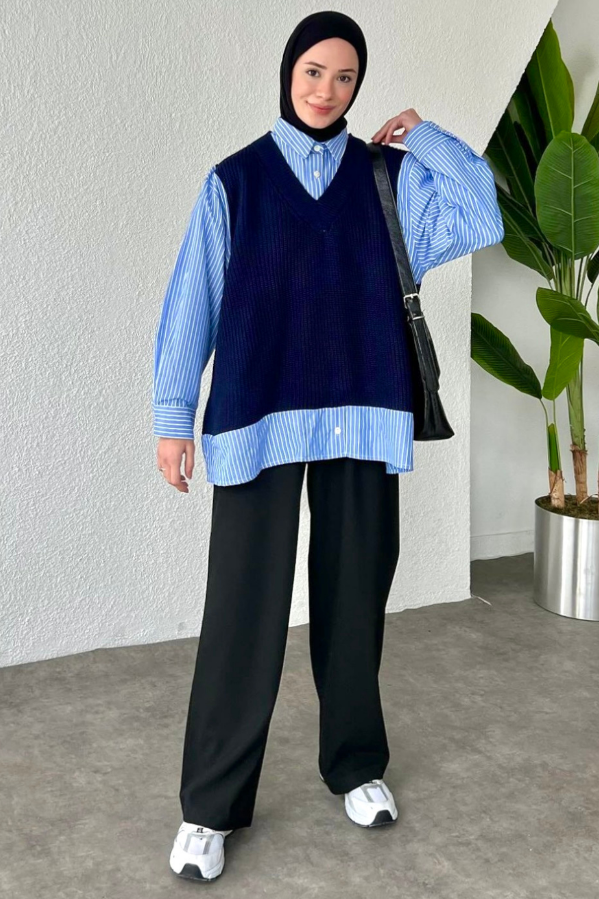 Gömlek Detaylı Süveter LACİVERT