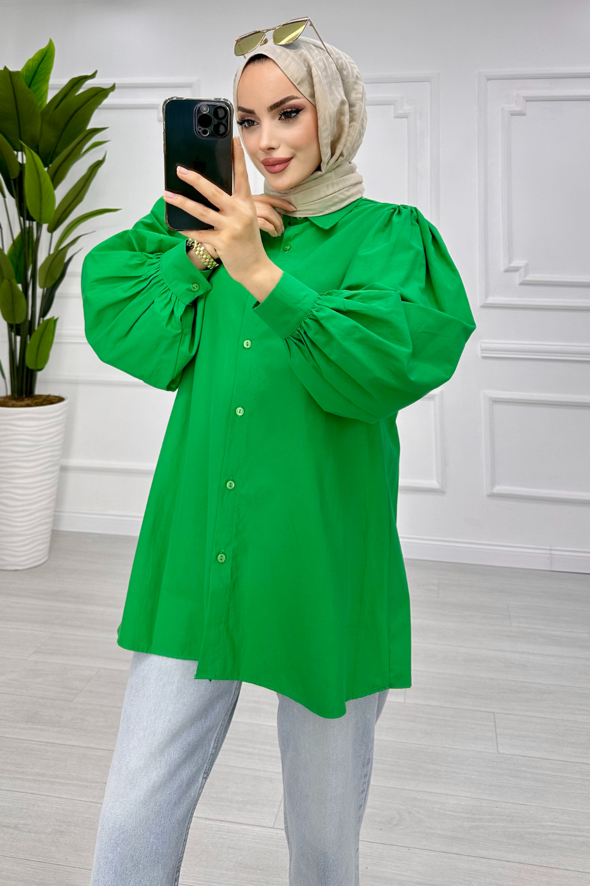 Milan Balon Kol Gömlek YEŞİL