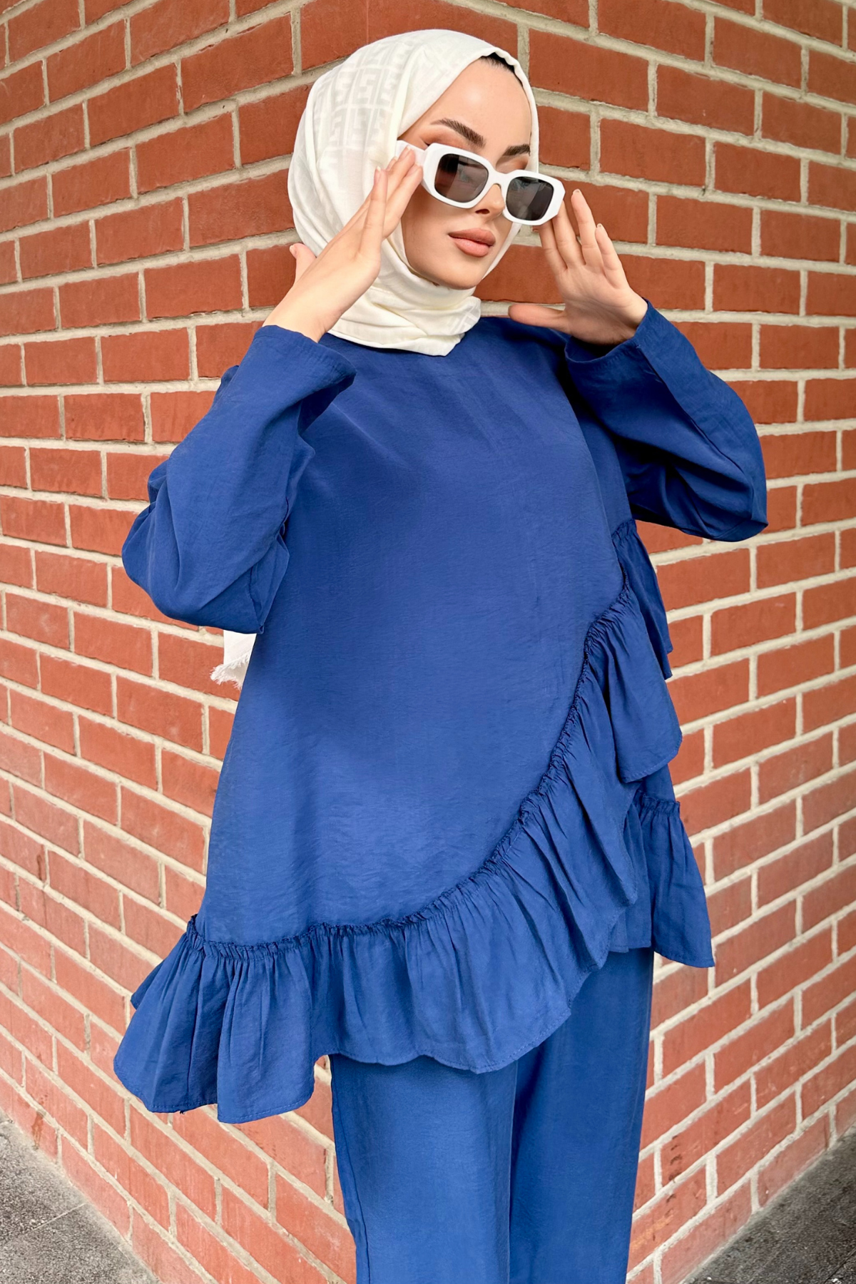 Tensel Fırfırlı Takım İNDİGO