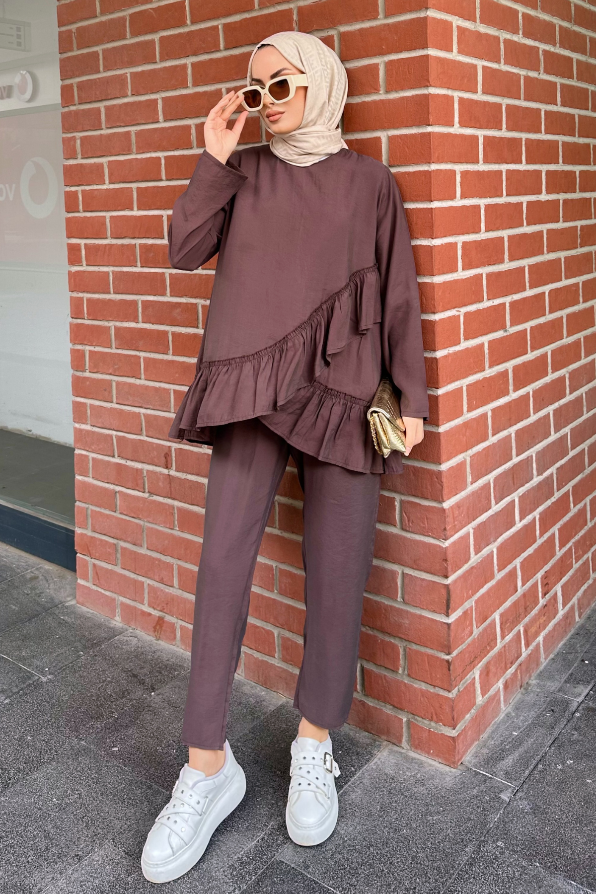 Tensel Fırfırlı Takım KAHVE