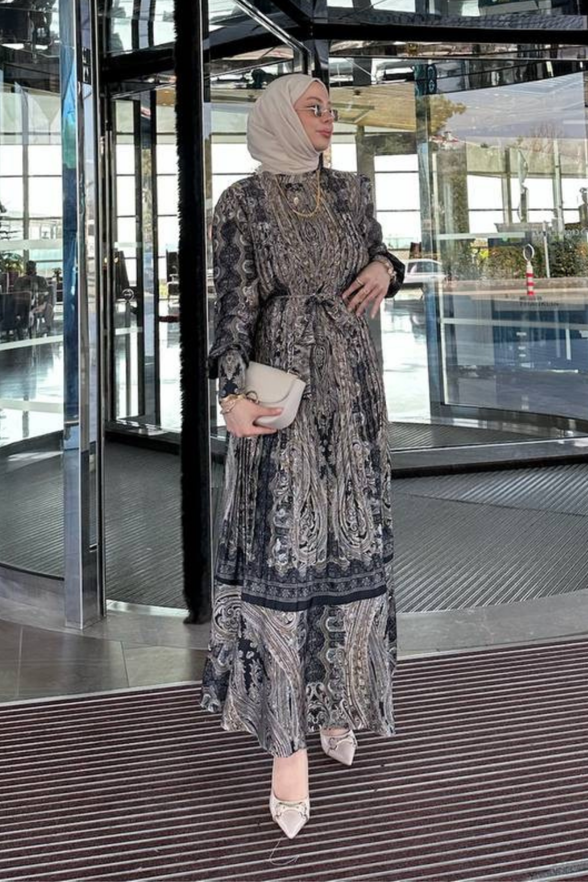 Etno Piliseli Elbise BEJ