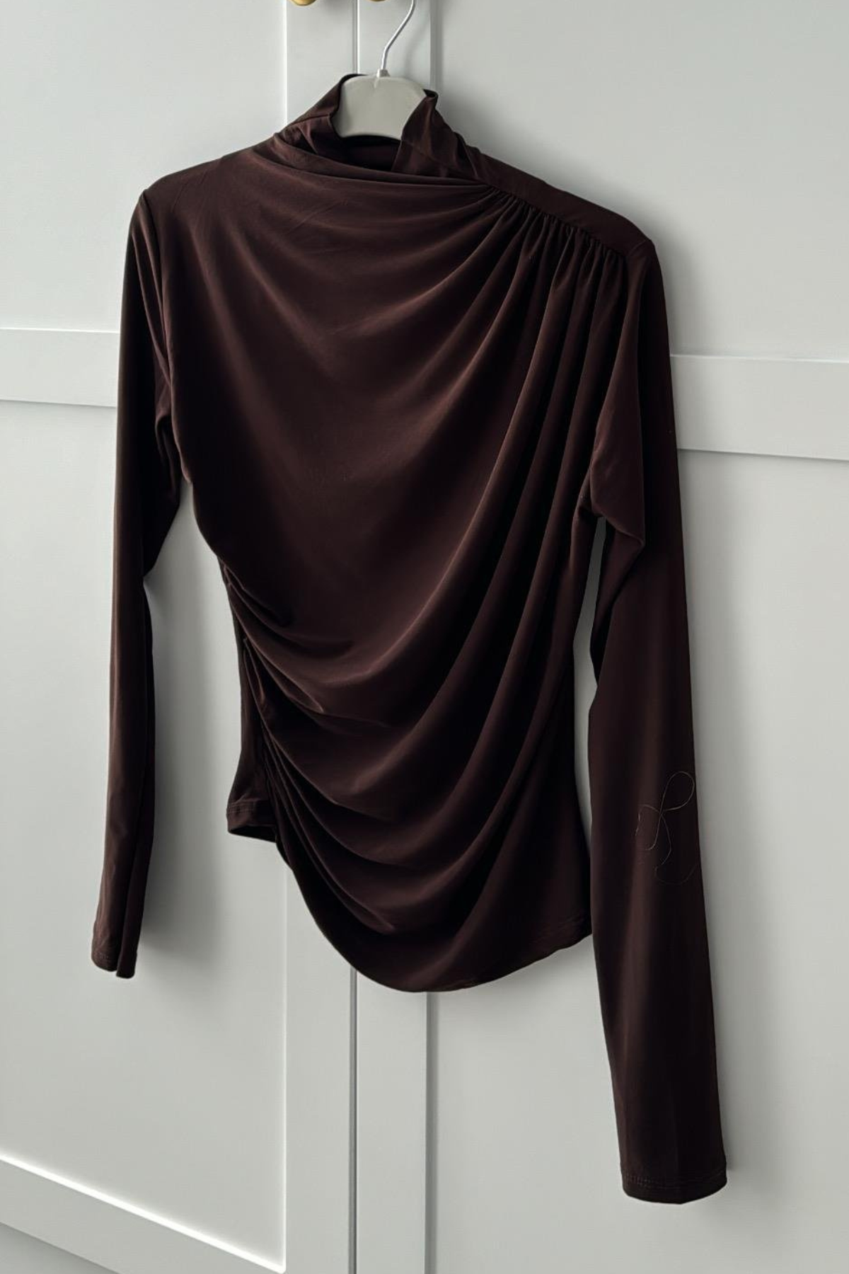 ZR Orj. Marka Drapeli Bluz KAHVE