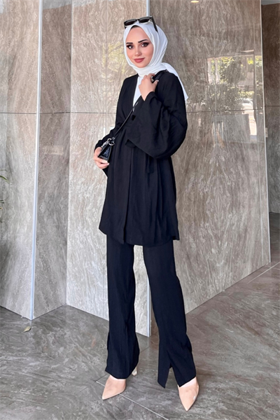 Müslin Kimono Takım SİYAH