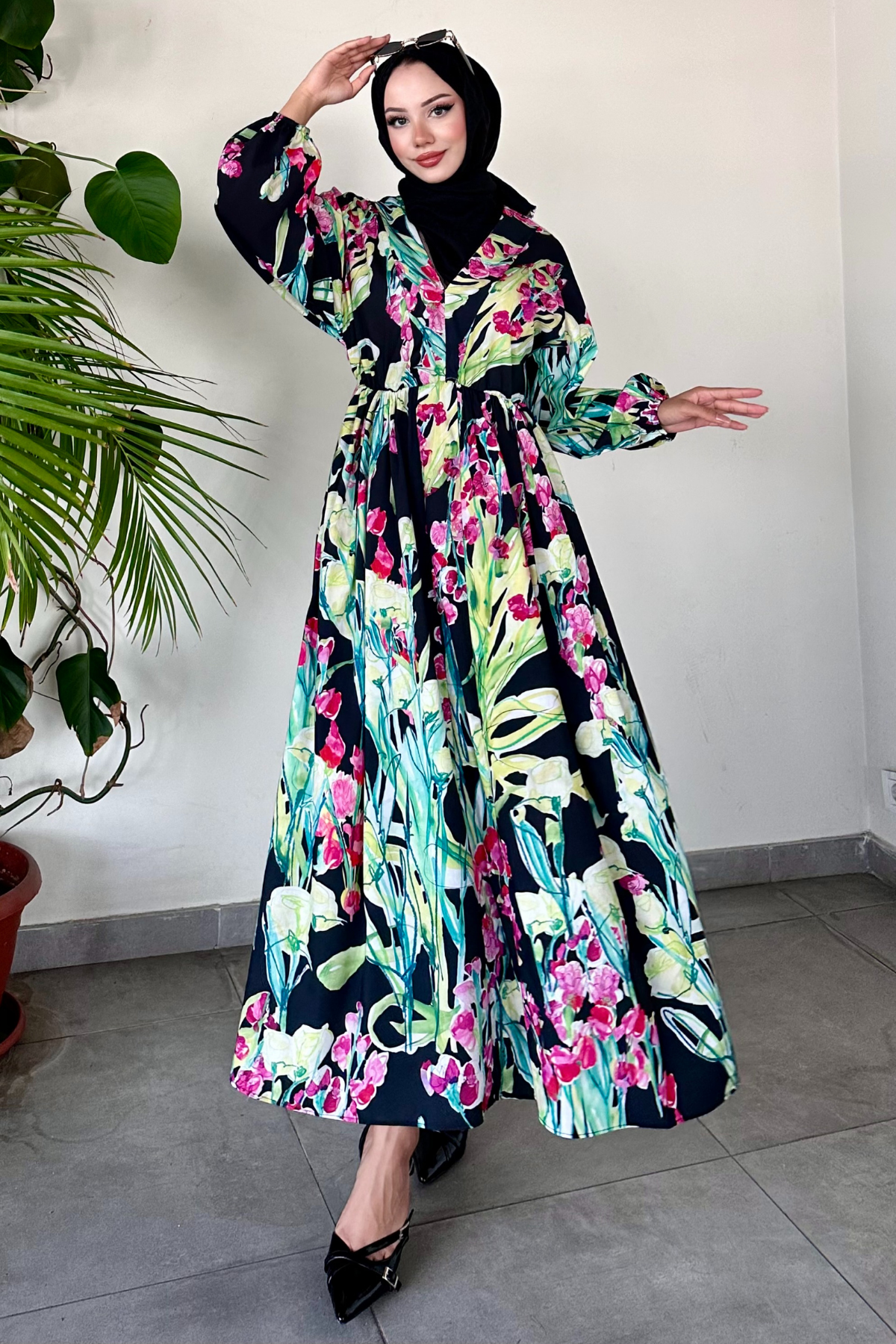 Beymn Çiçekli Premium Elbise