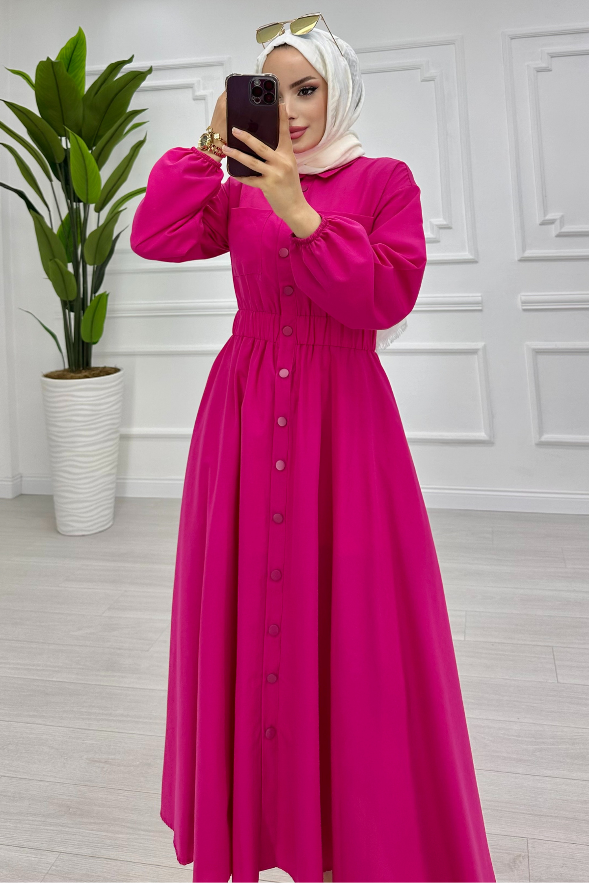 Beymn Muadil Cotton Elbise FUŞYA