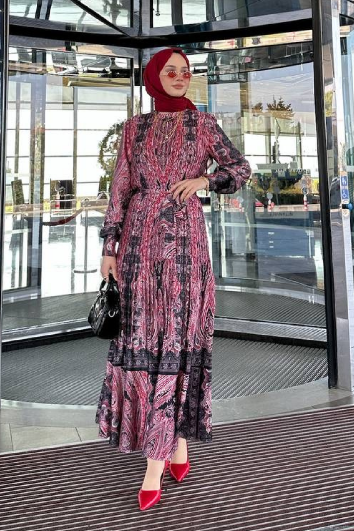 Etno Piliseli Elbise BORDO