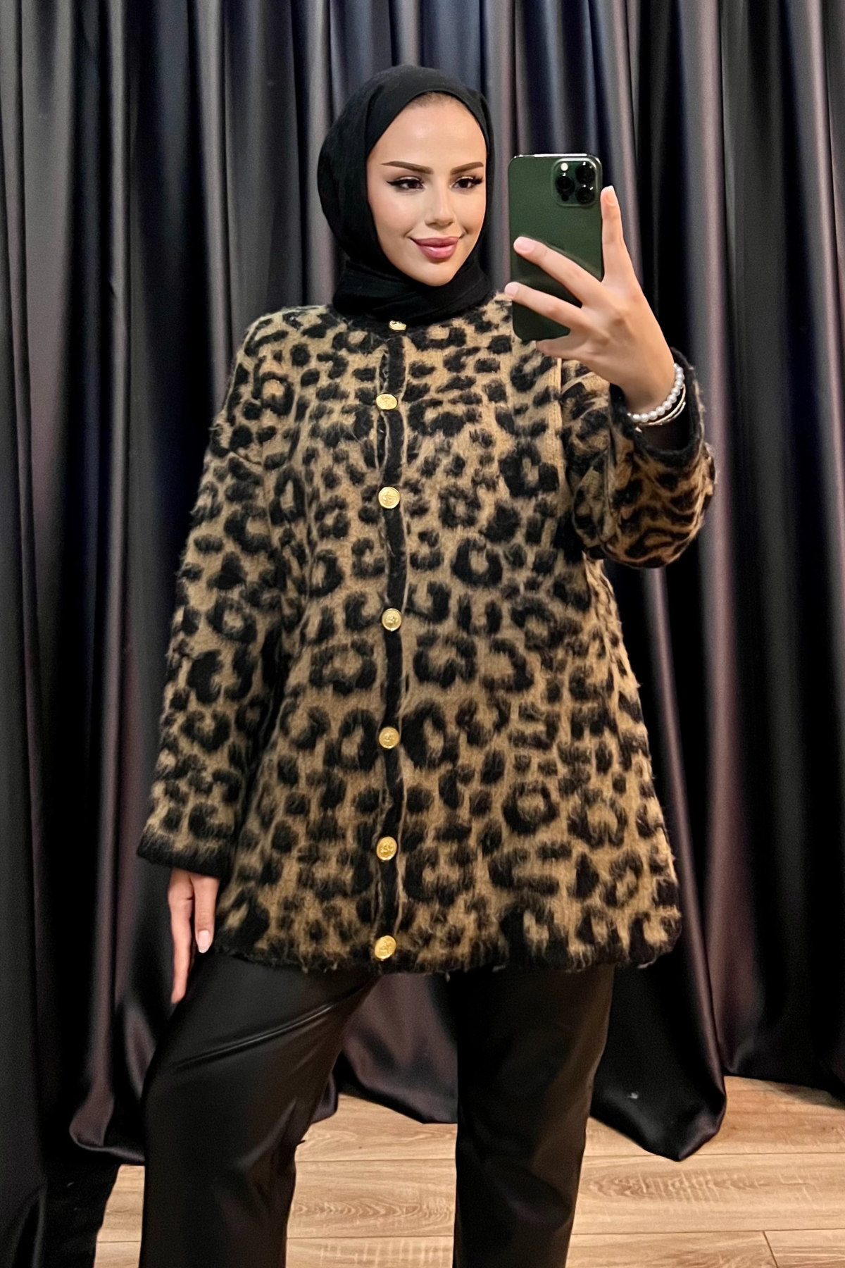 Kırçıllı Yün Leopar Hırka