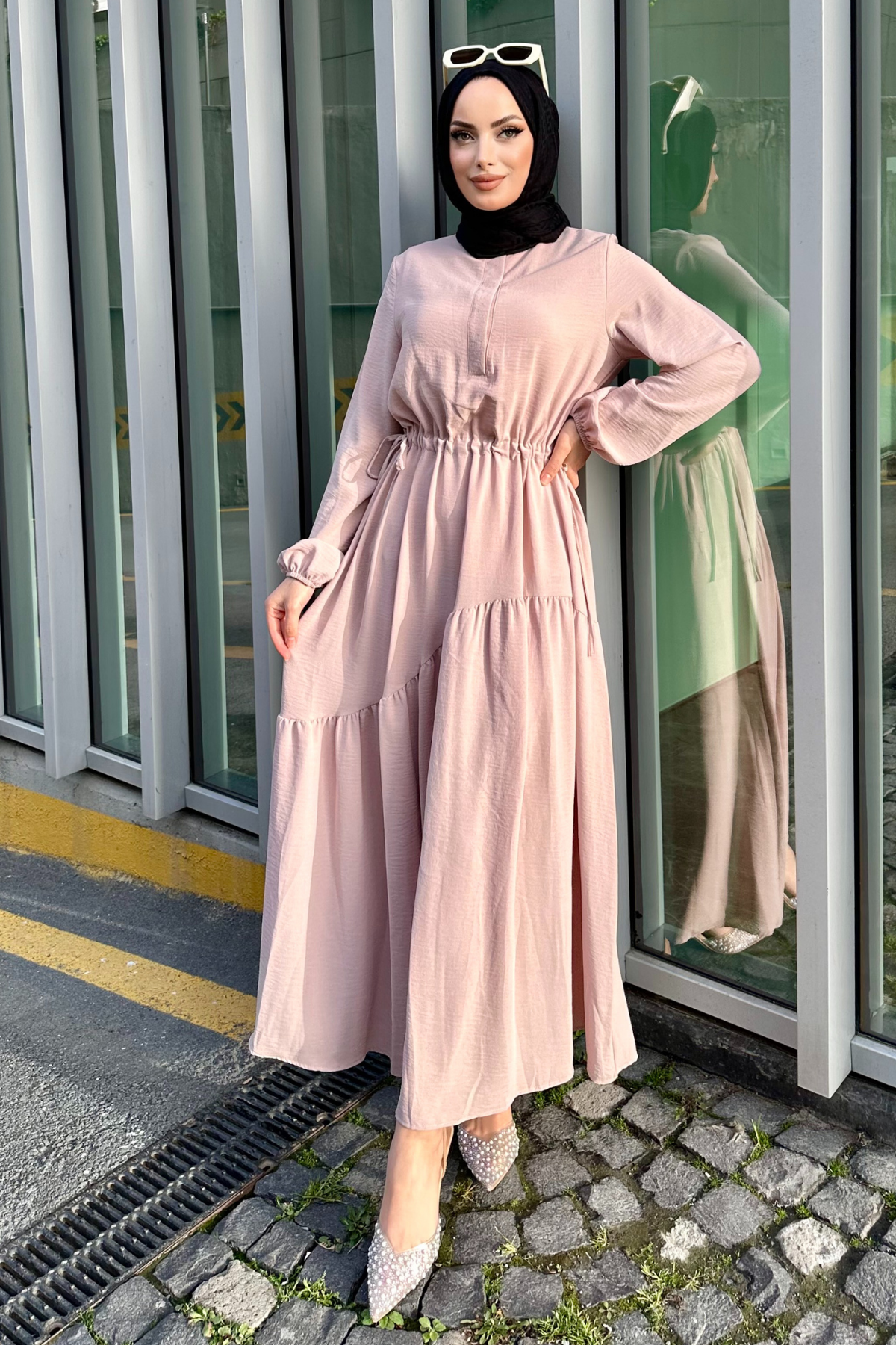 Mısra Ayrobin Elbise BEJ