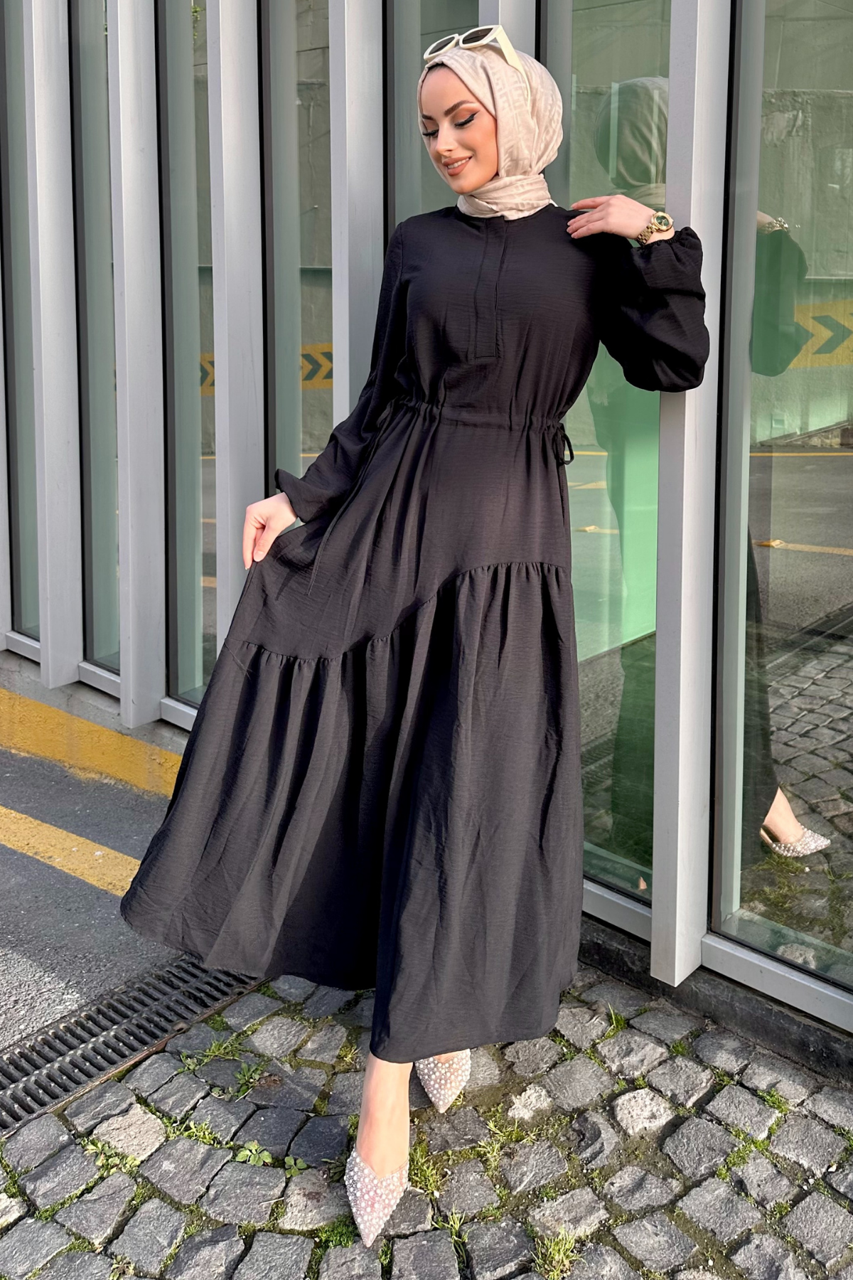 Mısra Ayrobin Elbise SİYAH