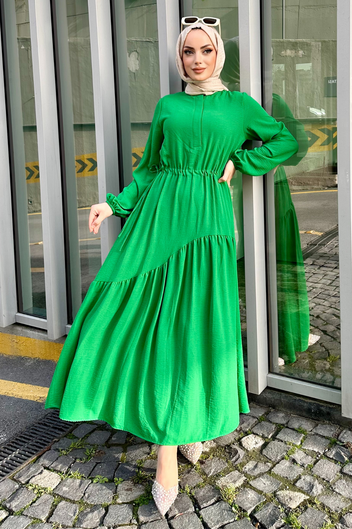 Mısra Ayrobin Elbise YEŞİL