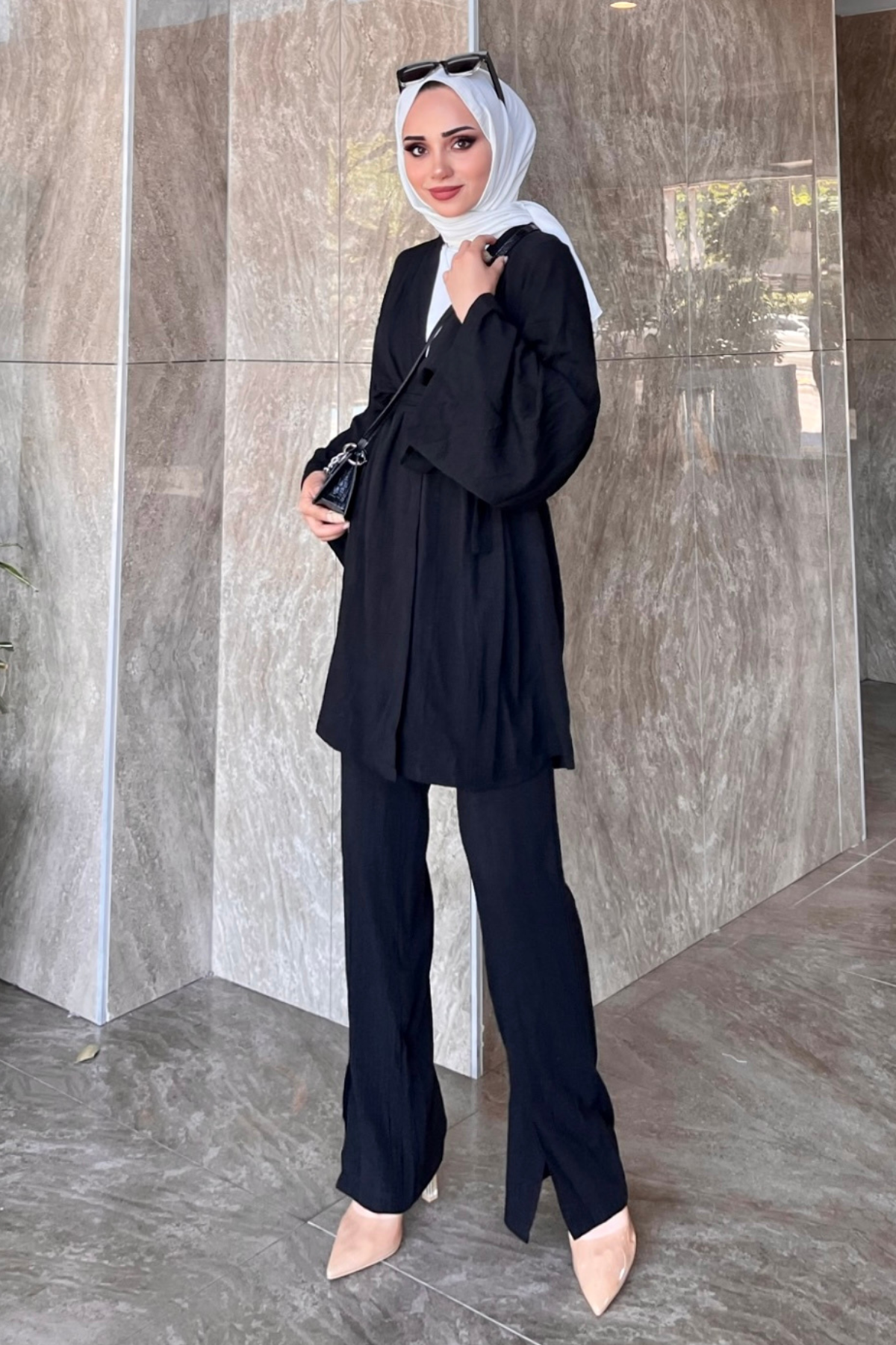 Müslin Kimono Takım SİYAH