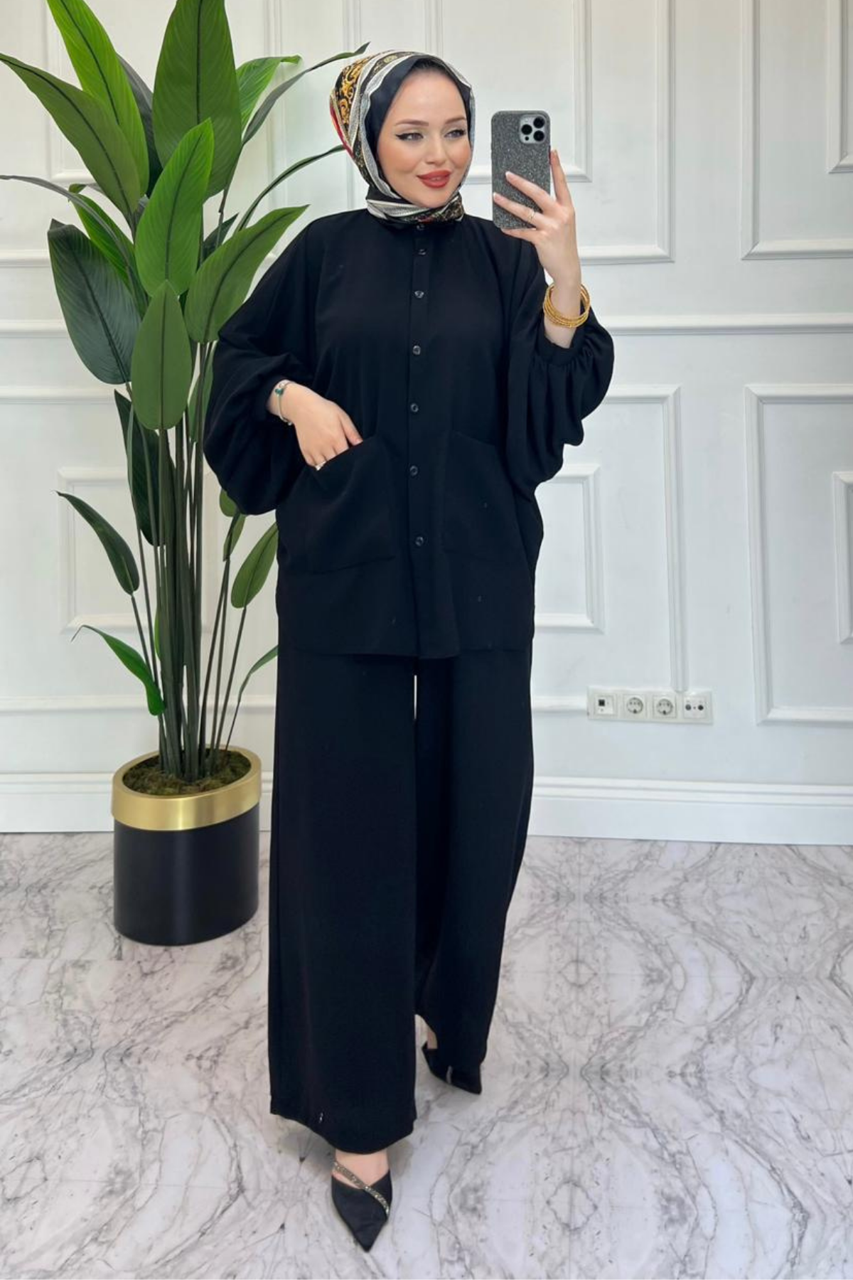 Perla Cepli Oversize Takım SİYAH