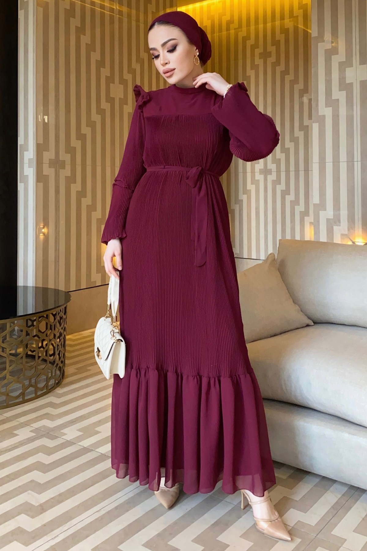 Piliseli Prenses Elbise BORDO