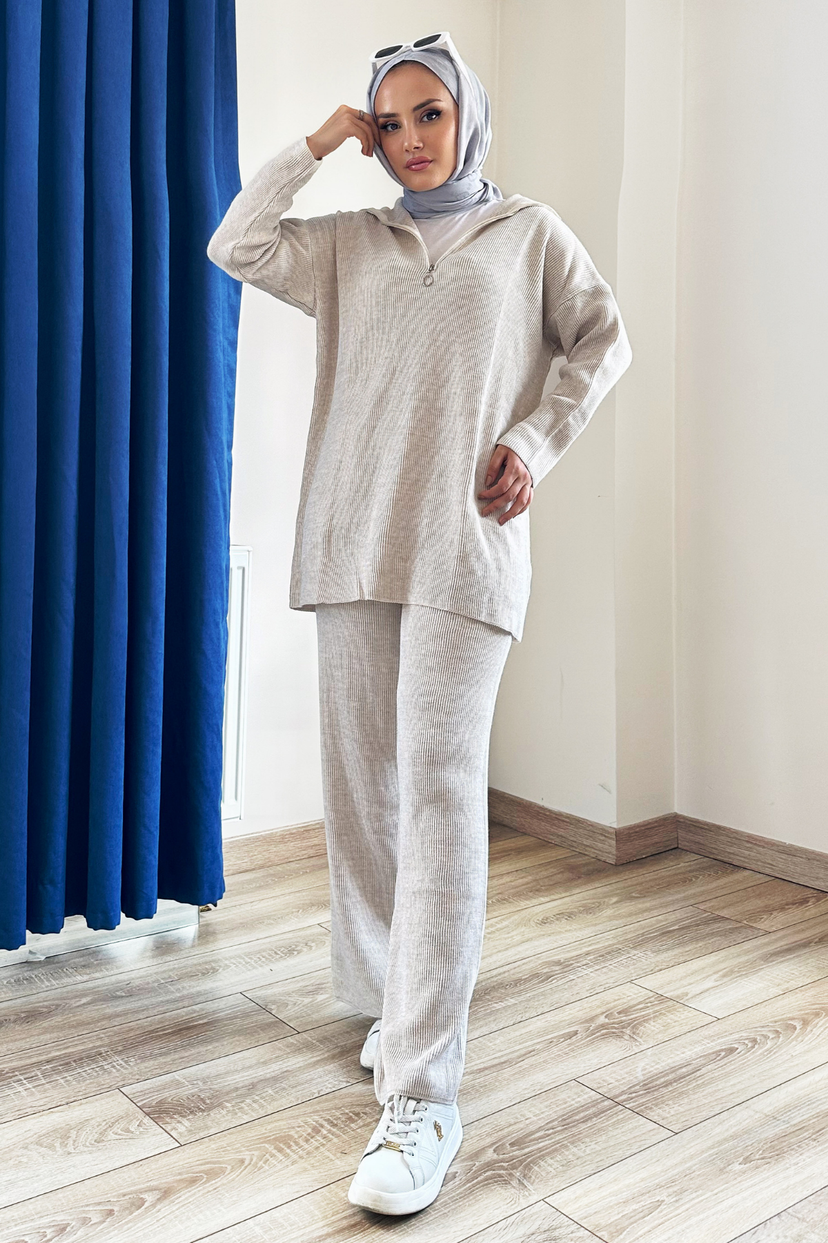 Premium Fermuarlı Triko Takım TAŞ