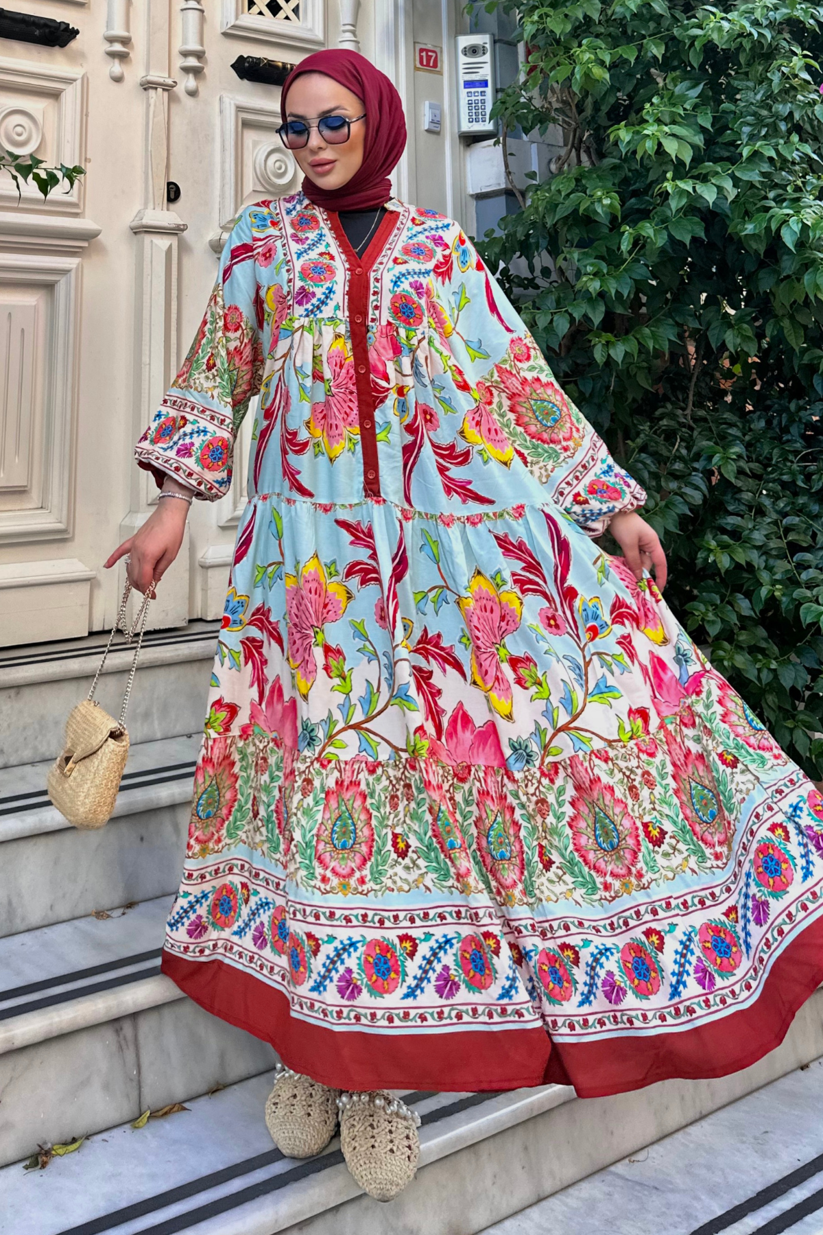 Zra Model Viskon Elbise BORDO