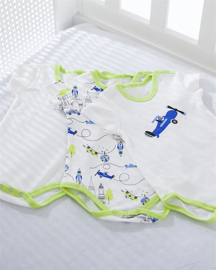 Aircrafts Pamuklu 3lü Bebe Body 9-12 Ay Mavi
