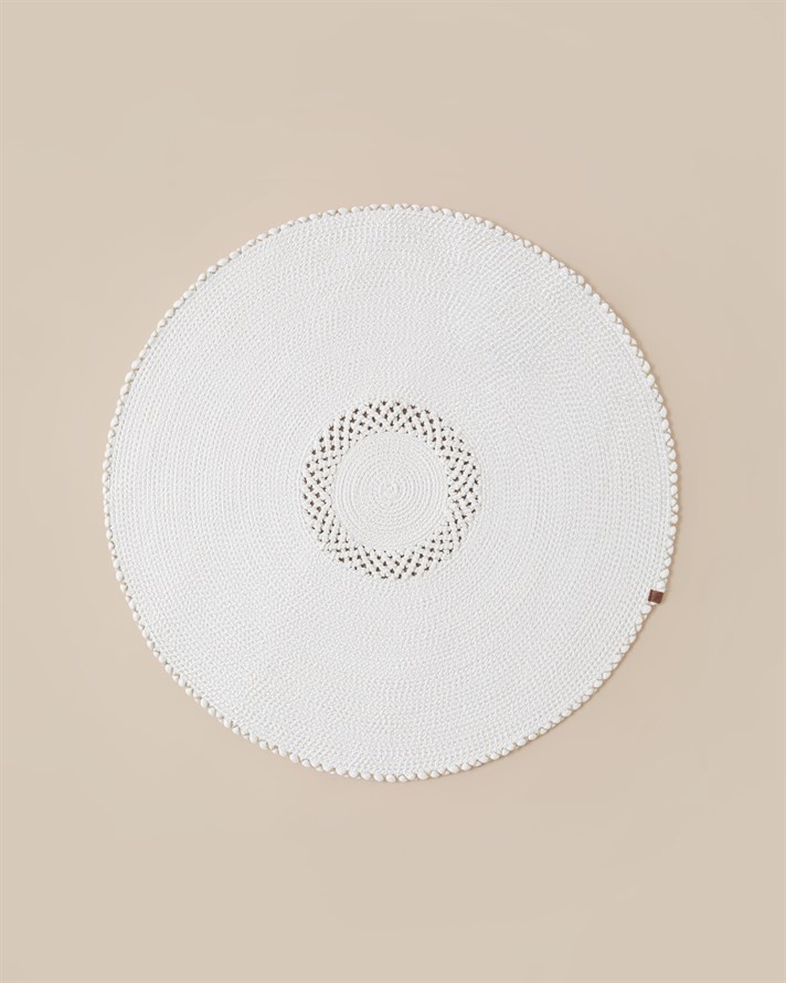 Albus Dekoratif Jüt Kilim 100 cm Beyaz