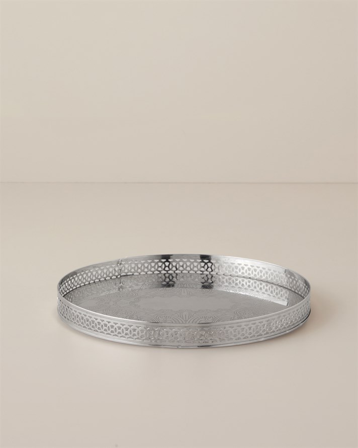 Andre Metal Dekoratif Tepsi 23x5 Cm Gümüş