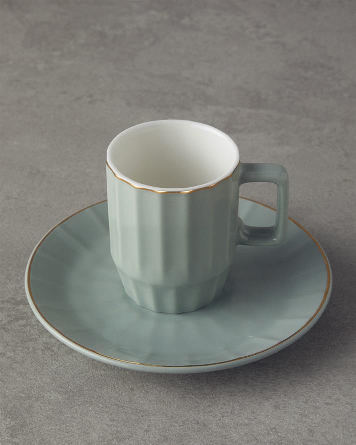 Angely New Bone China Kahve Fincan Takımı 4 Parça 2 Kişilik Yeşil